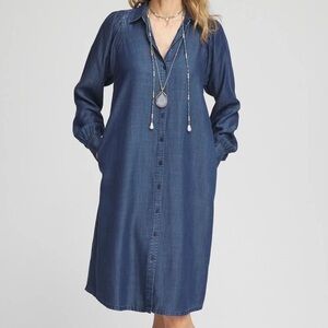 NWT Chico’s dolman sleeve denim Tencel button down shirt dress plus size 20